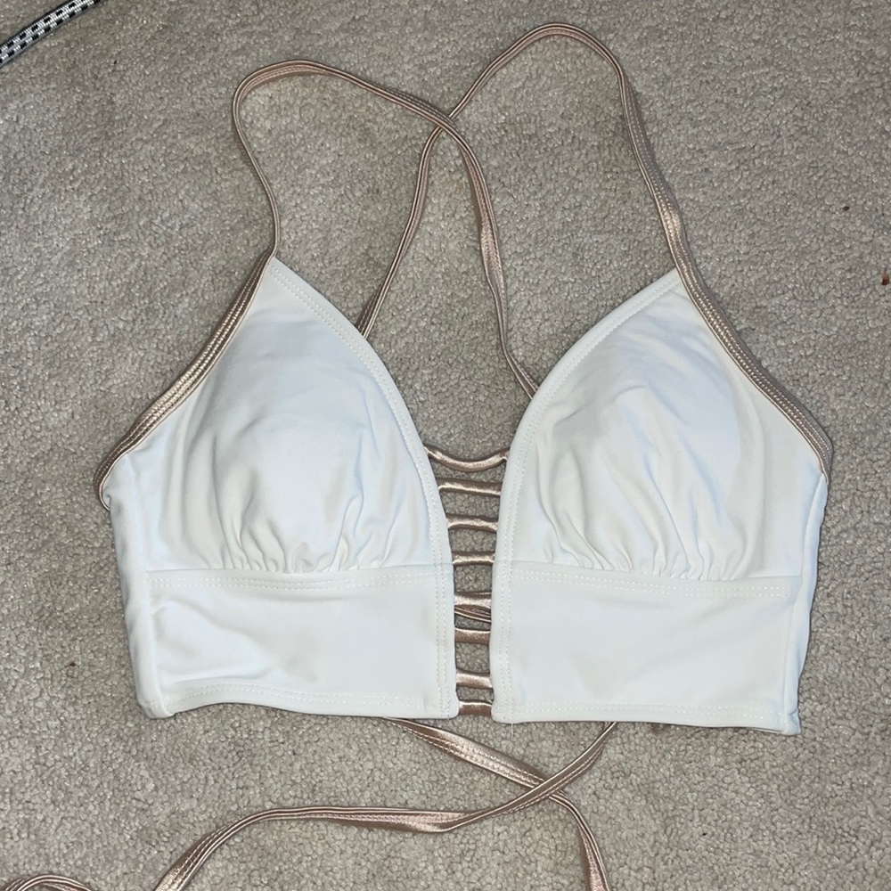 white and gold bikini top brand new
